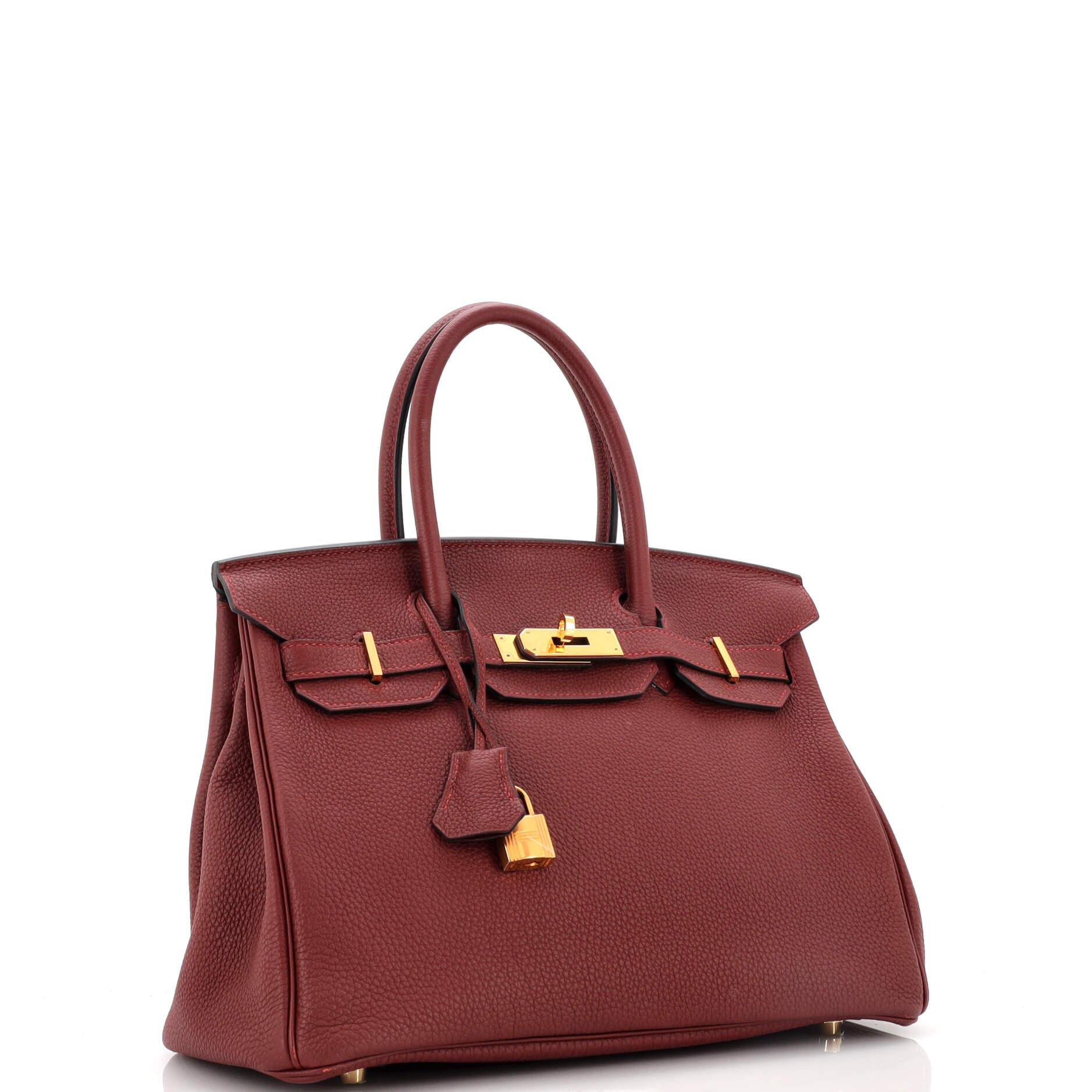 Hermes Birkin Handbag Rouge H Togo with Gold Hardware 30 In Good Condition In NY, NY