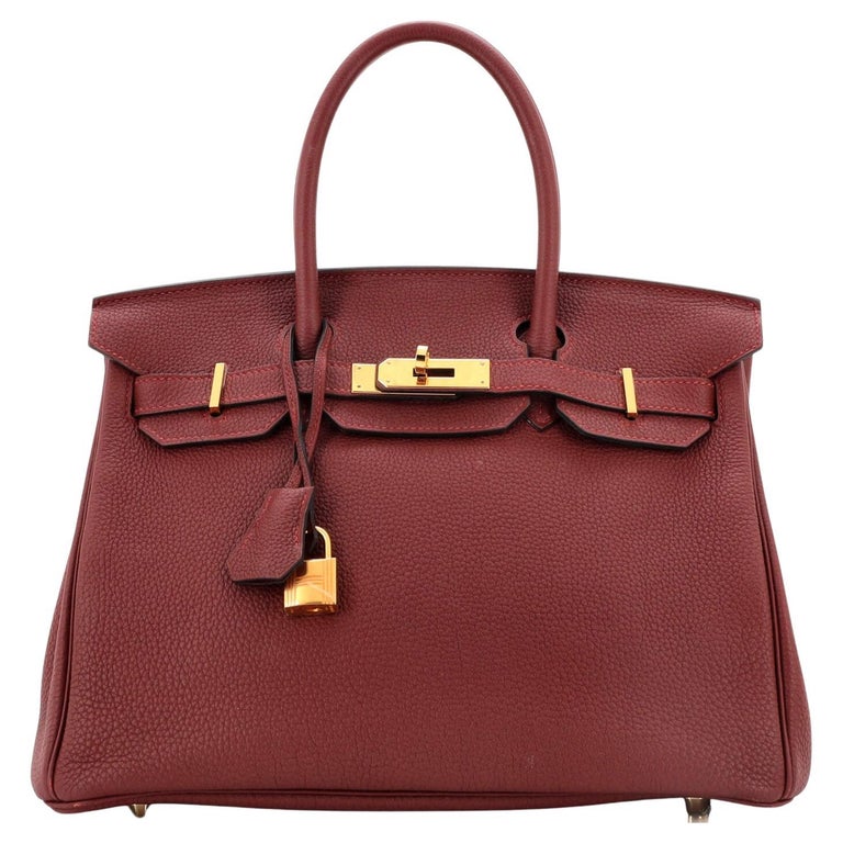 A CUSTOM ROUGE GRENAT & GRIS MOUETTE TOGO LEATHER BIRKIN 30 WITH