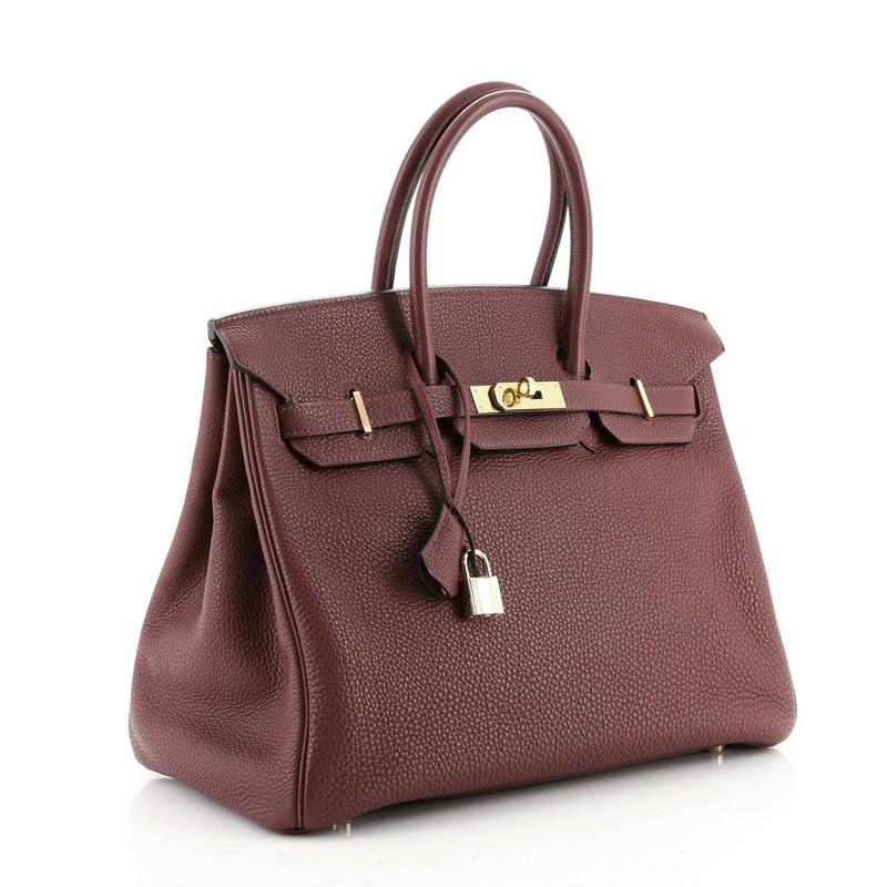 Brown Hermes Birkin Handbag Rouge H Togo with Gold Hardware 35