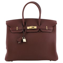 Hermes Birkin Handbag Rouge H Togo with Gold Hardware 35