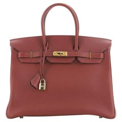 Hermes Birkin Handbag Rouge H Togo with Gold Hardware 35