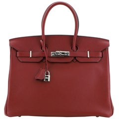 Hermes Birkin Handbag Rouge H Togo with Palladium Hardware 35