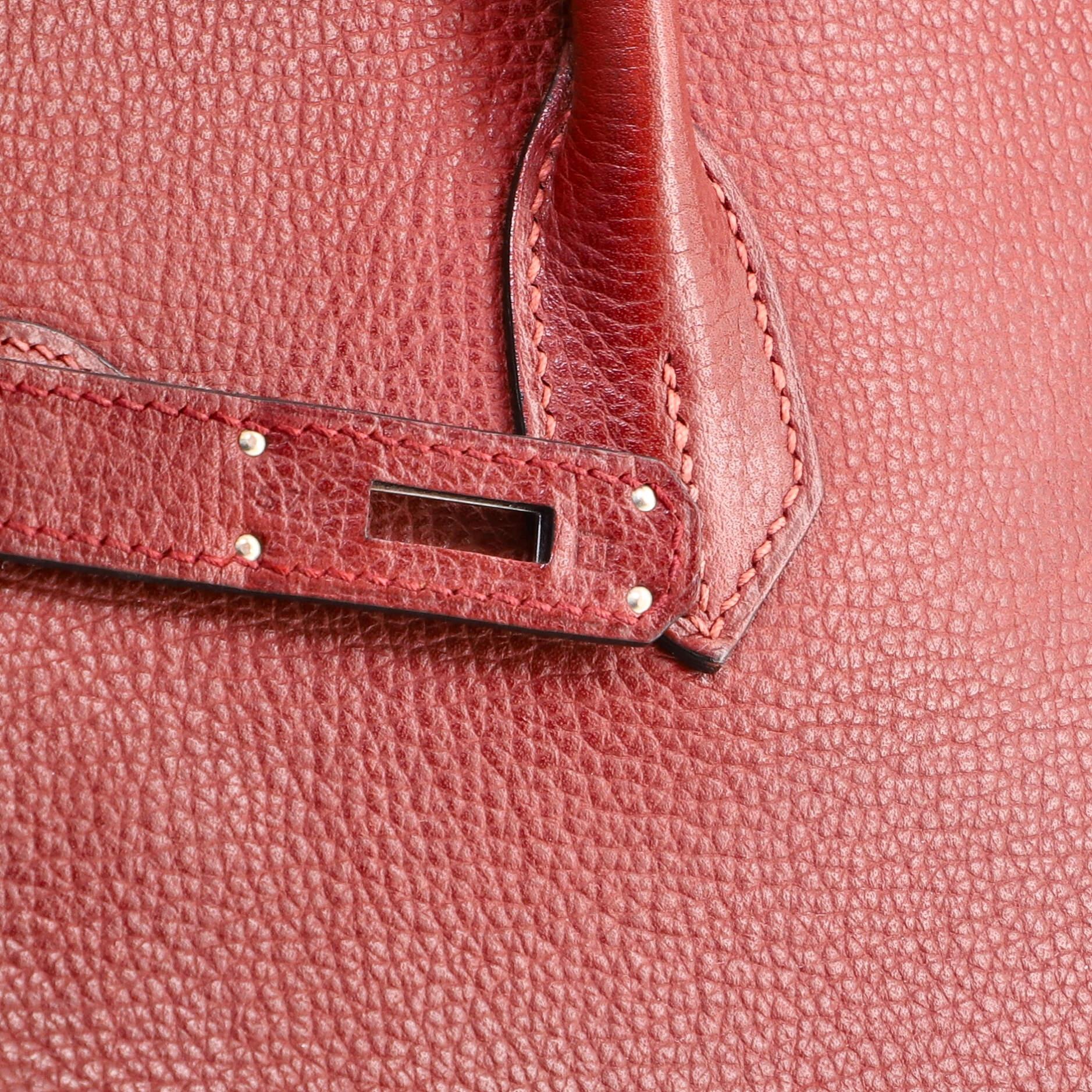 Hermes Birkin Handbag Rouge H Vache Liegee with Palladium Hardware 35 5