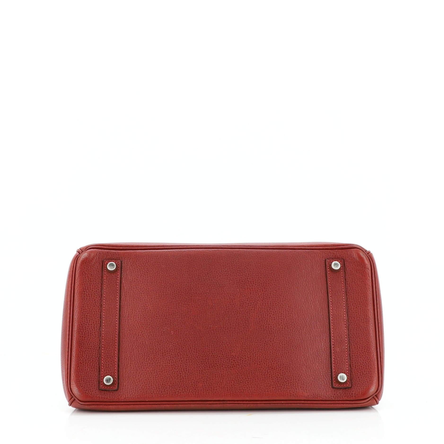 Brown Hermes Birkin Handbag Rouge H Vache Liegee with Palladium Hardware 35