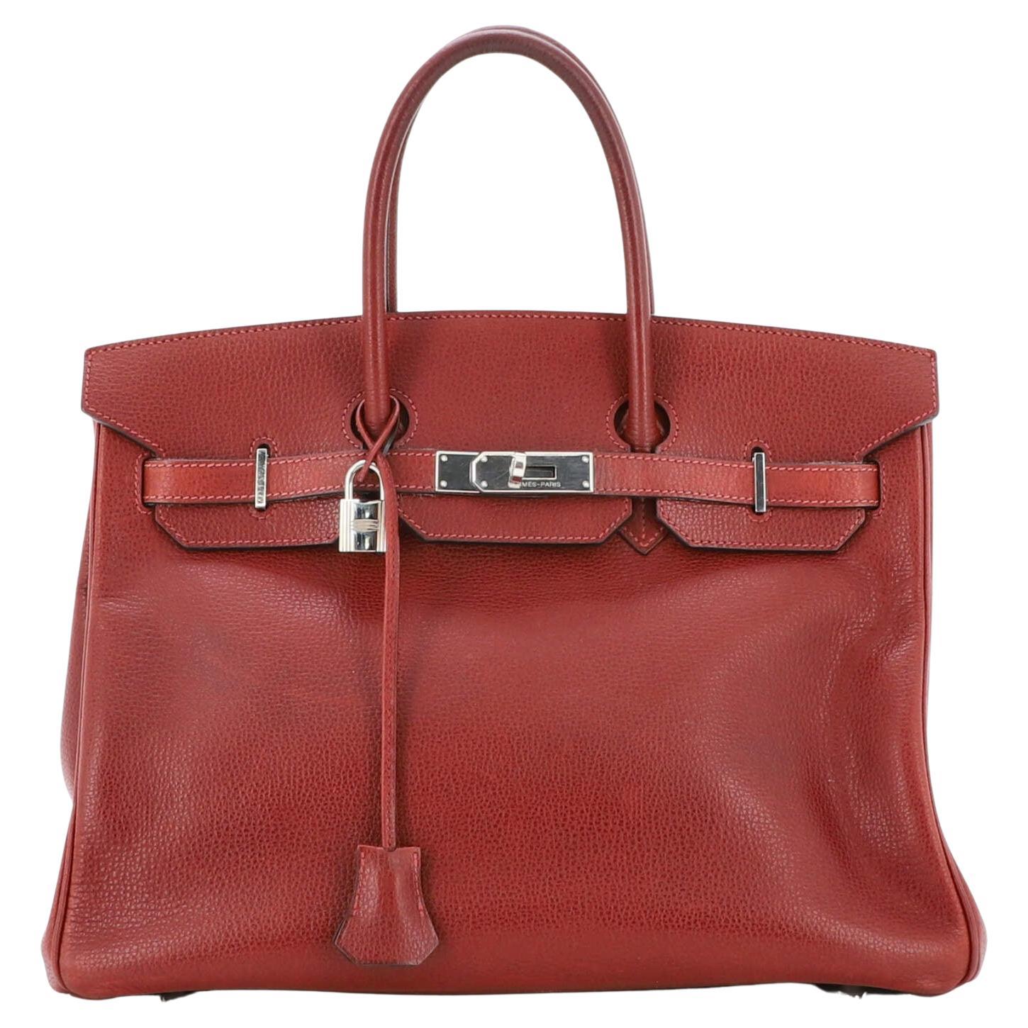Hermes Birkin Handbag Rouge H Vache Liegee with Palladium Hardware 35