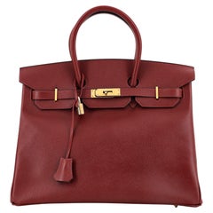 Hermes Birkin Handbag Rouge H Veau Grain Lisse with Gold Hardware 35