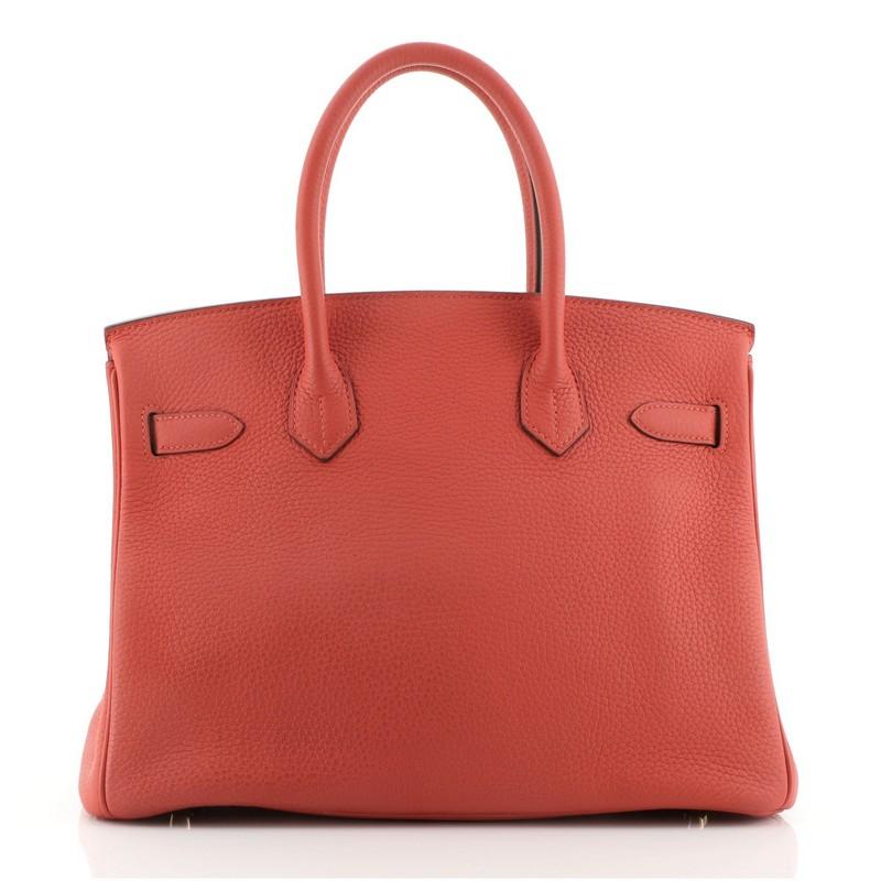 Pink Hermes Birkin Handbag Rouge Pivoine Clemence with Gold Hardware 30