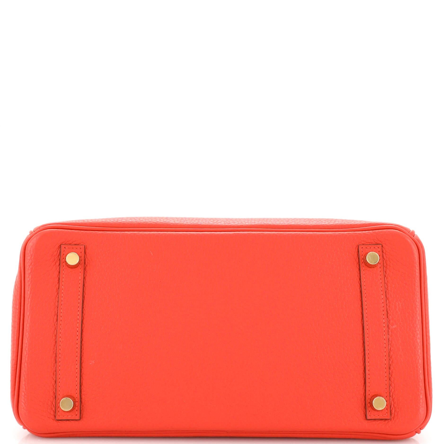 Women's Hermes Birkin Handbag Rouge Pivoine Clemence with Gold Hardware 30