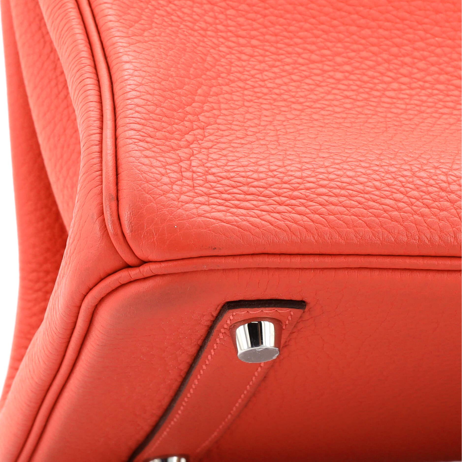 Hermes Birkin Handbag Rouge Pivoine Clemence with Palladium Hardware 30 6