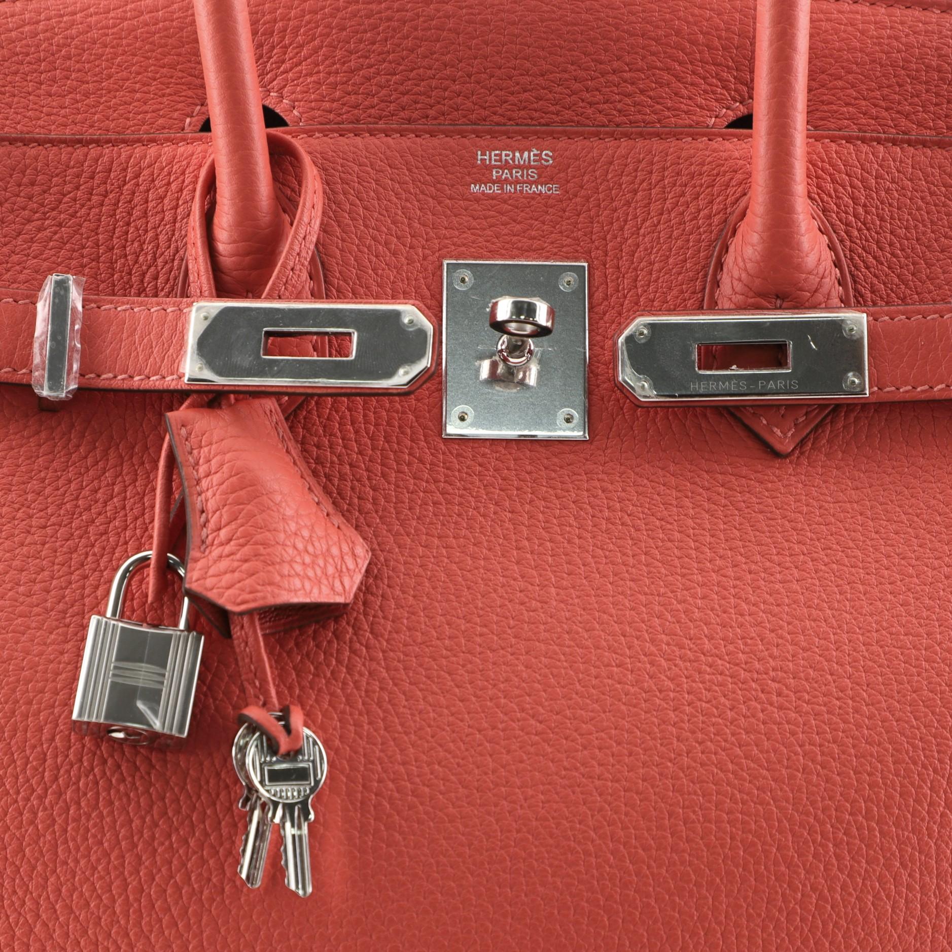 Hermes Birkin Handbag Rouge Pivoine Clemence with Palladium Hardware 30 2