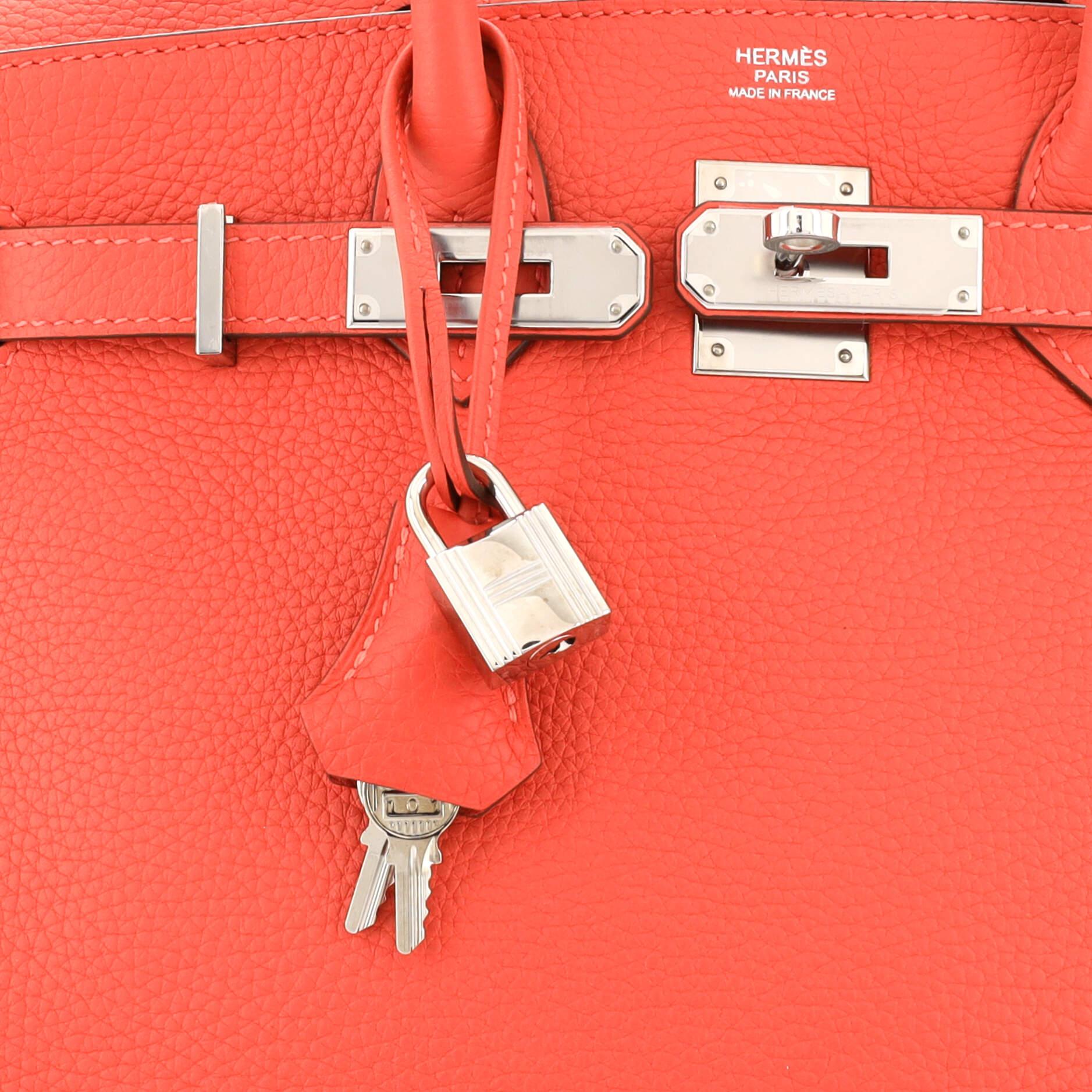 Hermes Birkin Handbag Rouge Pivoine Clemence with Palladium Hardware 30 3