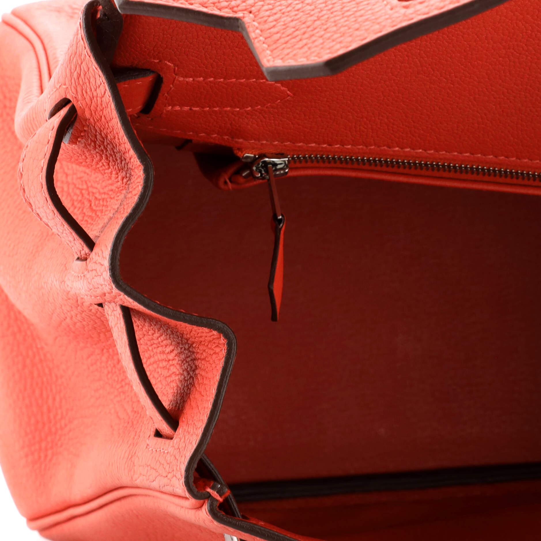 Hermes Birkin Handbag Rouge Pivoine Clemence with Palladium Hardware 30 4