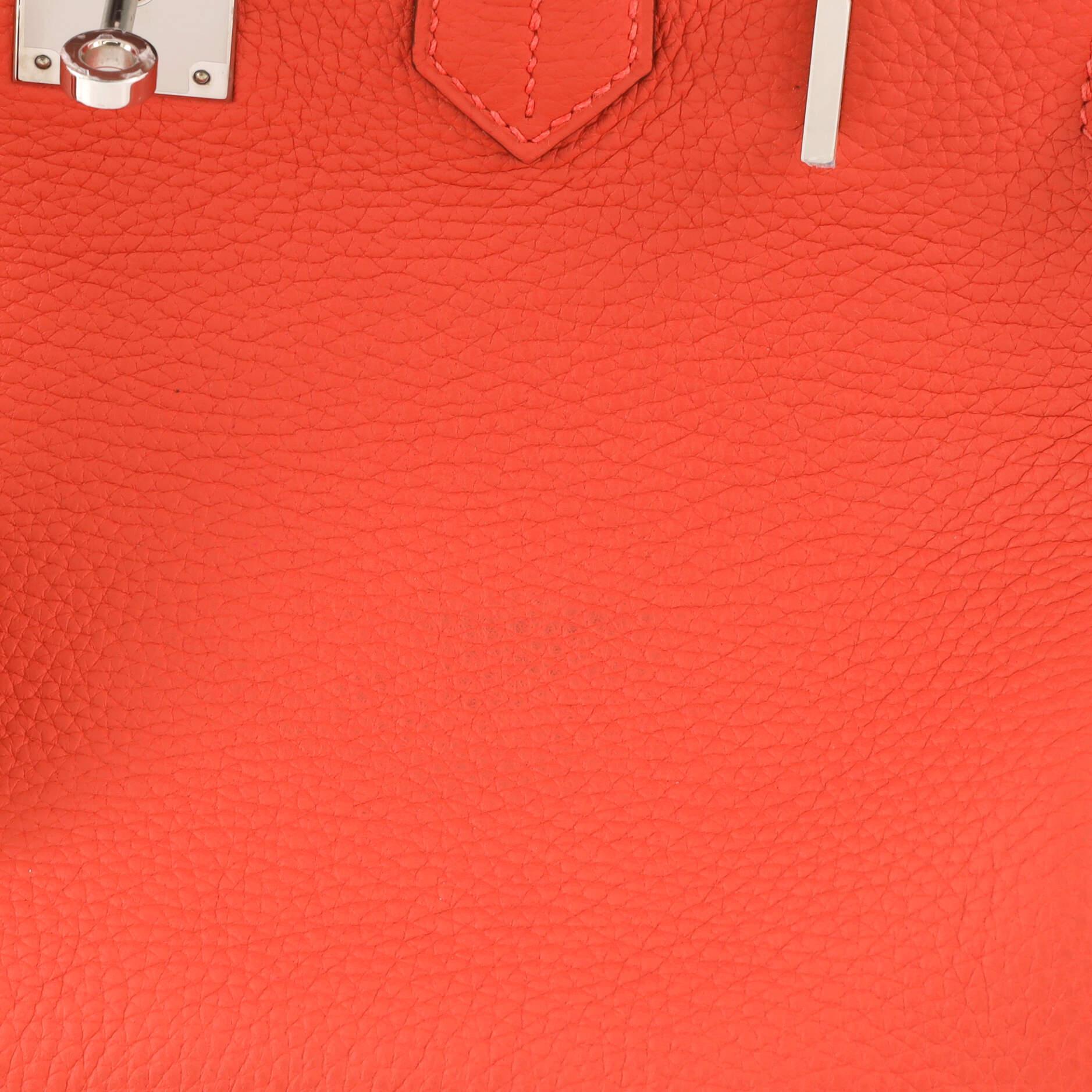 Hermes Birkin Handbag Rouge Pivoine Clemence with Palladium Hardware 30 5