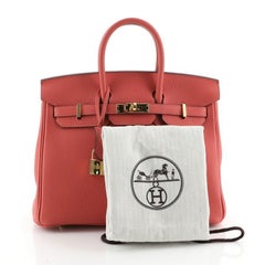 Hermes Birkin Handbag Rouge Pivoine Togo with Gold Hardware 25