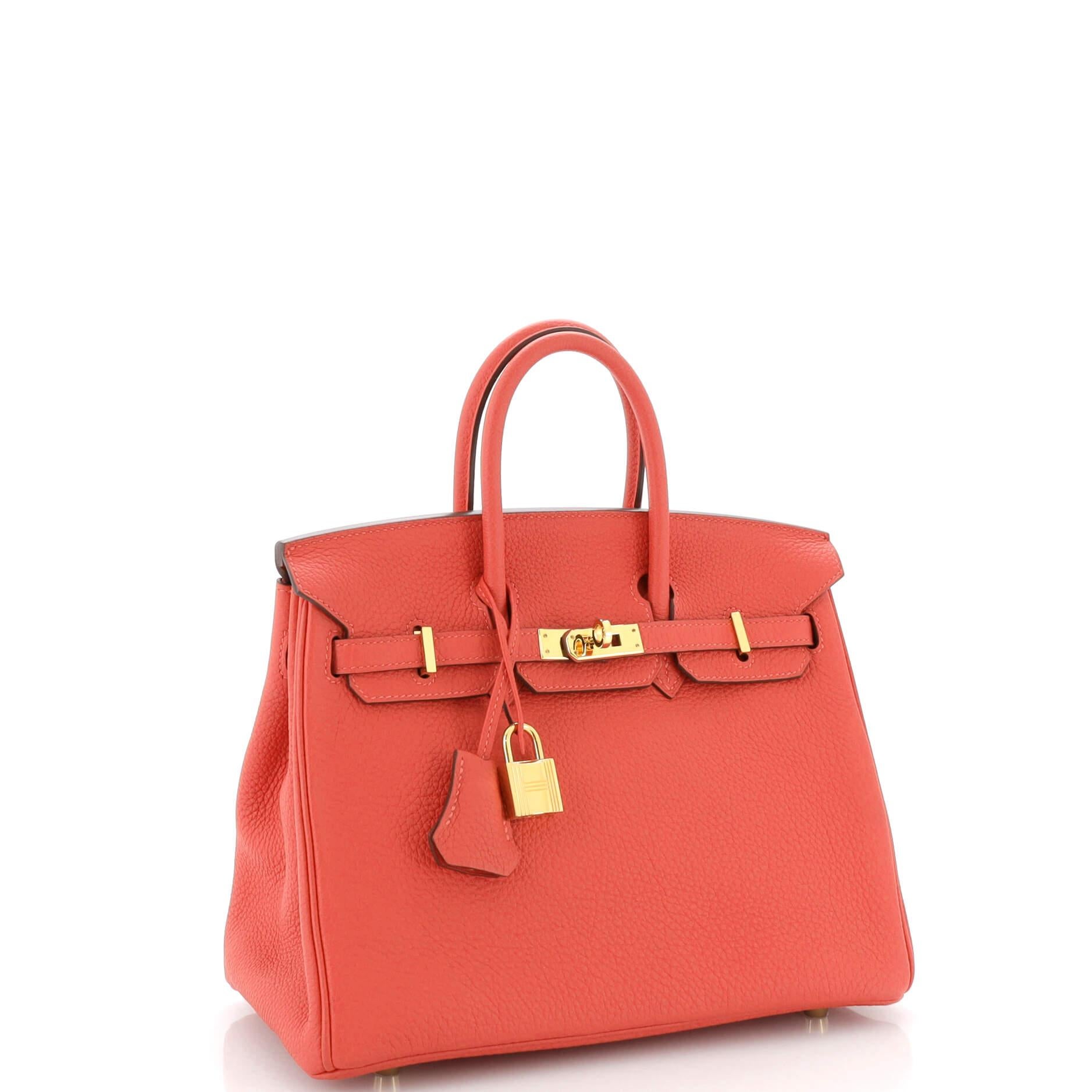 Hermes Birkin Handbag Rouge Pivoine Togo with Gold Hardware 25 In Good Condition In NY, NY