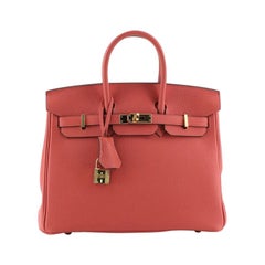 Hermes Birkin Handbag Rouge Pivoine Togo with Gold Hardware 25
