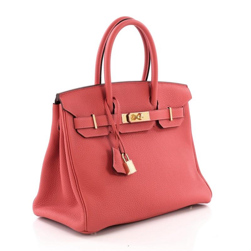 Hermes Birkin Handbag Rouge Pivoine Togo With Gold Hardware 30 In Good Condition In NY, NY