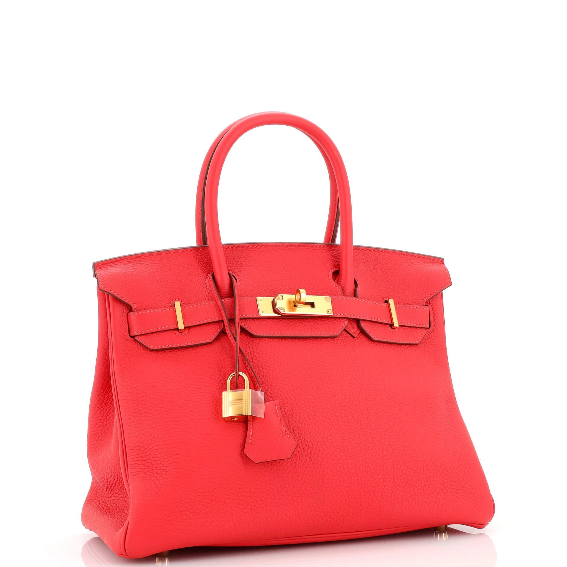 Hermes Birkin Handbag Rouge Pivoine Togo with Gold Hardware 30 In Good Condition In NY, NY