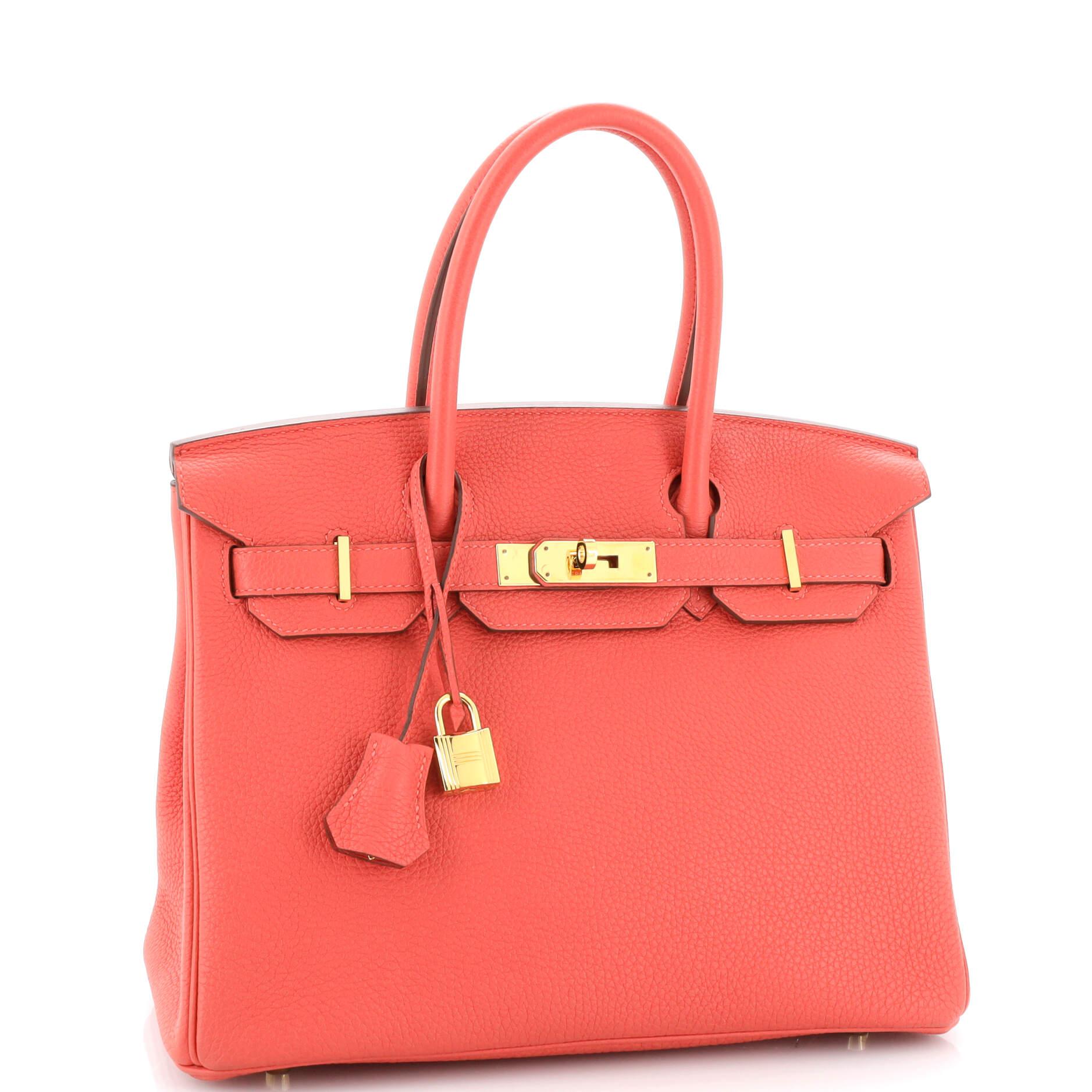 Hermes Birkin Handbag Rouge Pivoine Togo with Gold Hardware 30 In Good Condition In NY, NY