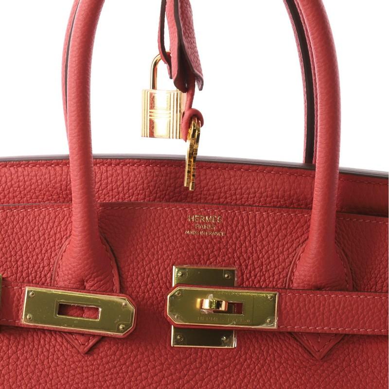 Hermes Birkin Handbag Rouge Pivoine Togo With Gold Hardware 30 3