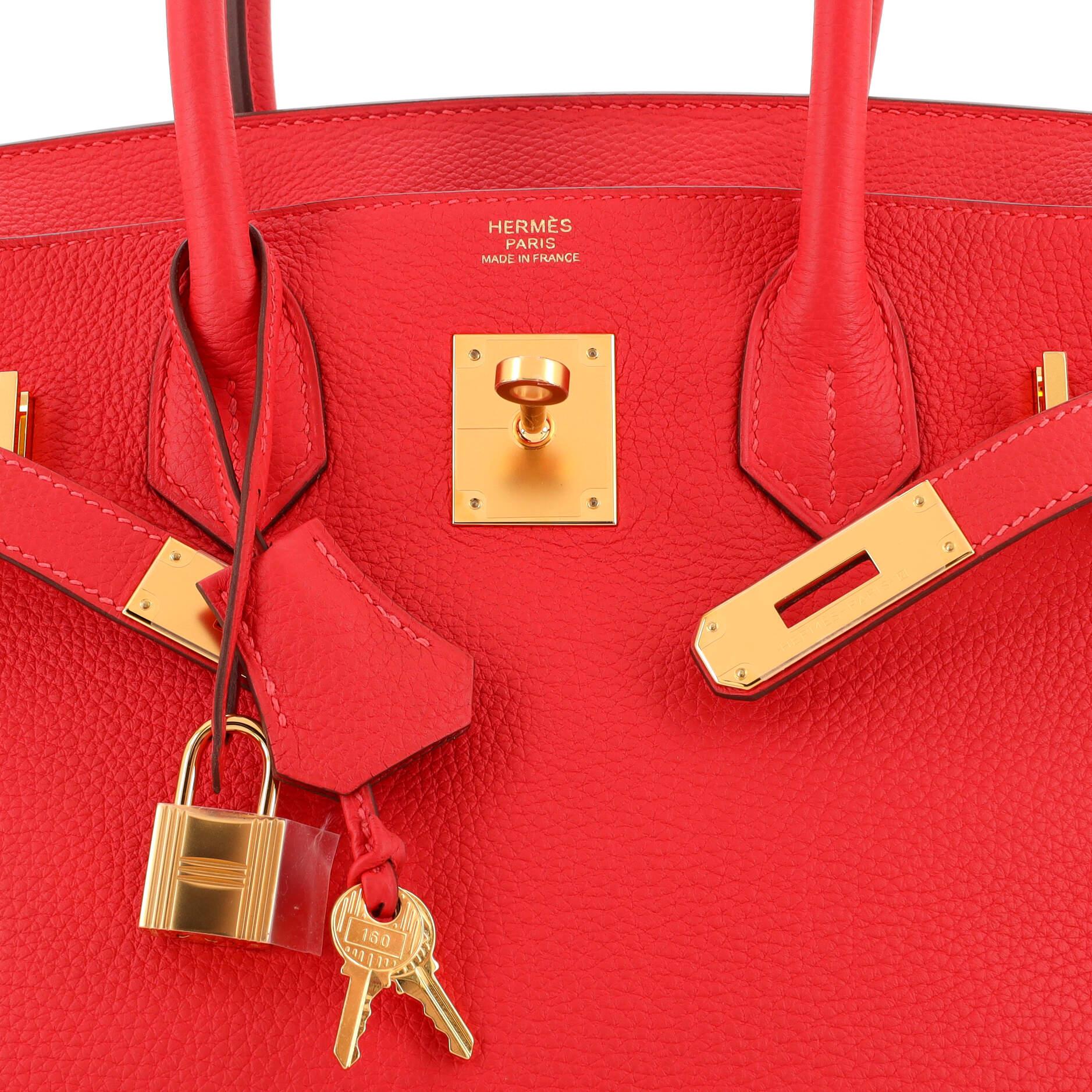 Hermes Birkin Handbag Rouge Pivoine Togo with Gold Hardware 30 3