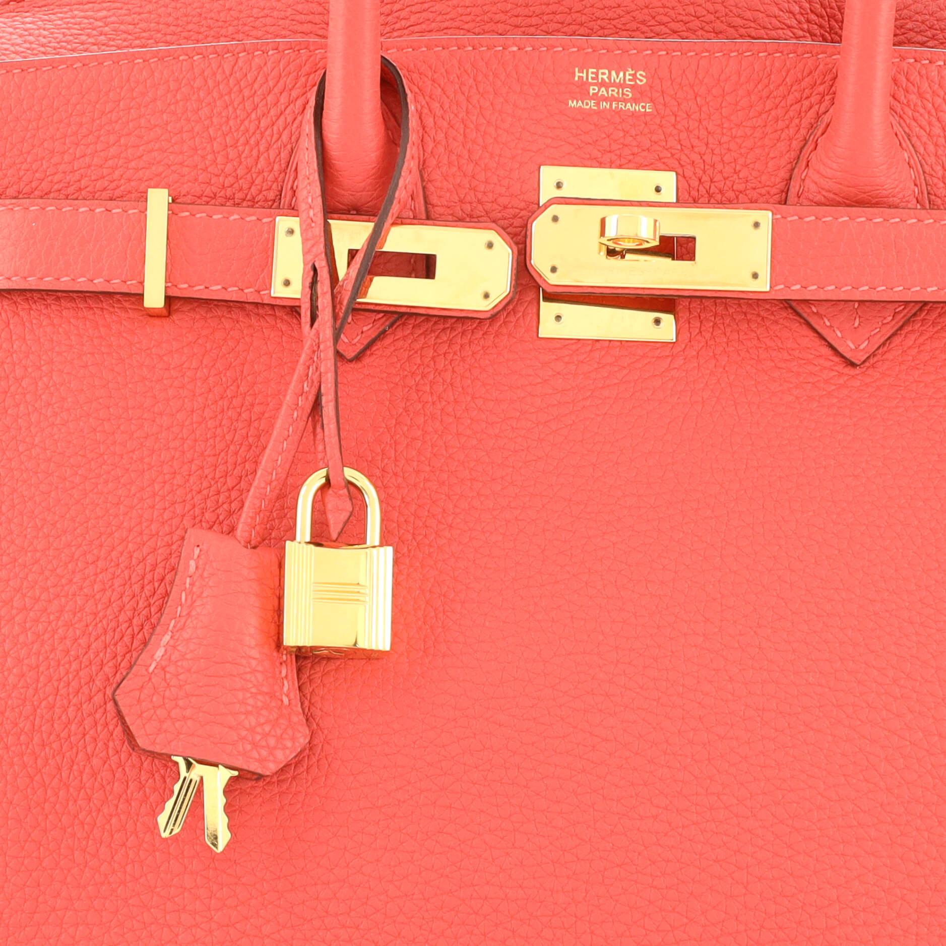 Hermes Birkin Handbag Rouge Pivoine Togo with Gold Hardware 30 3