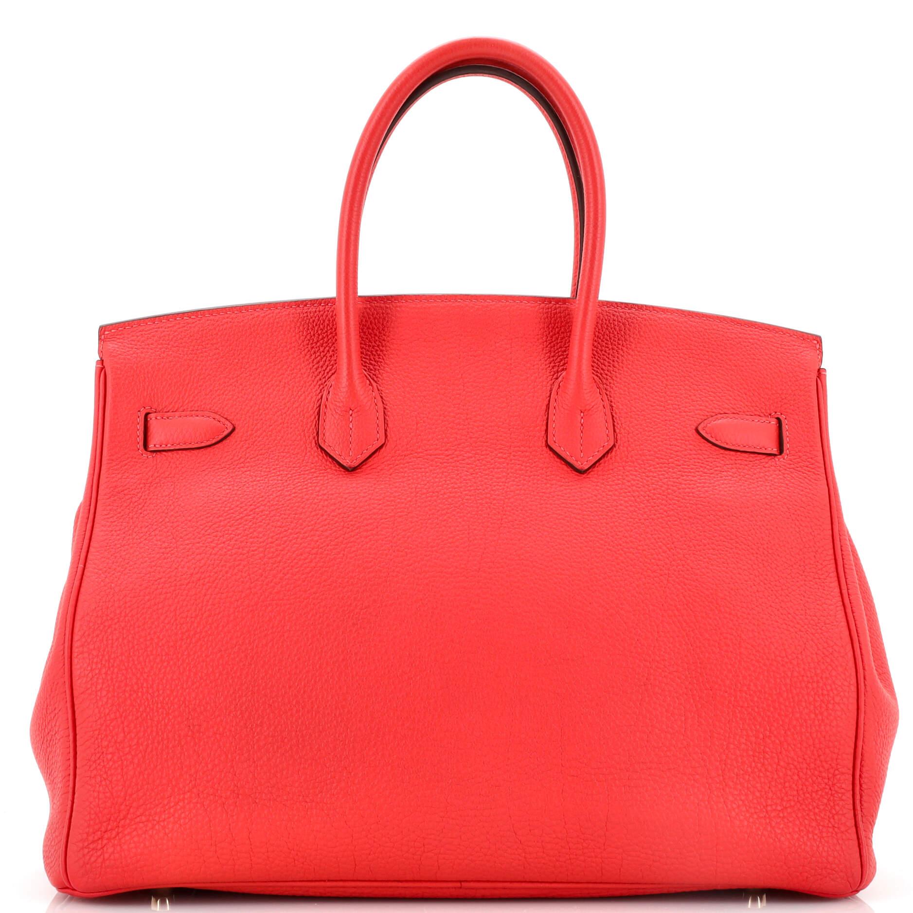 Hermes Birkin Handbag Rouge Pivoine Togo with Gold Hardware 35 In Fair Condition In NY, NY