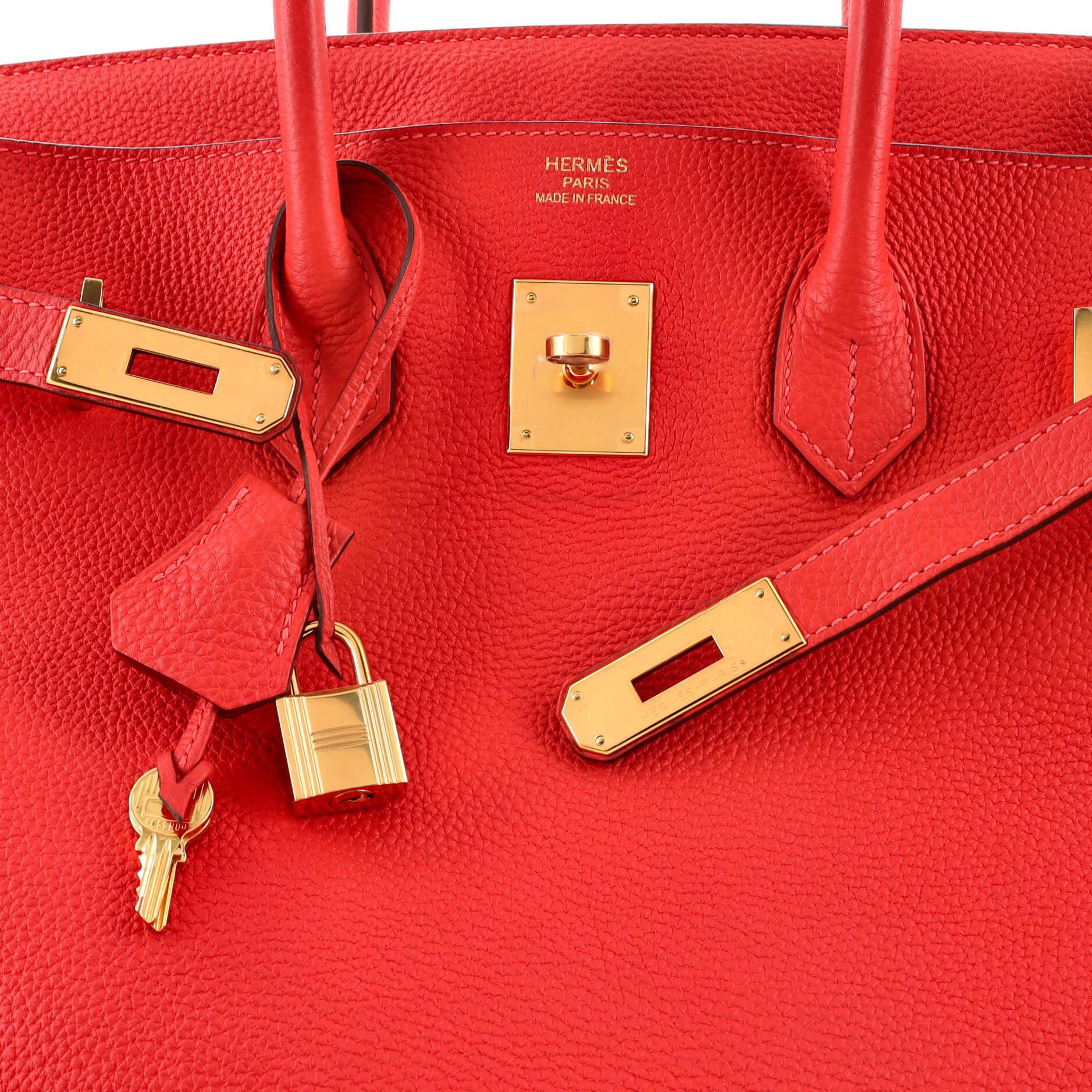Hermes Birkin Handbag Rouge Pivoine Togo with Gold Hardware 35 2