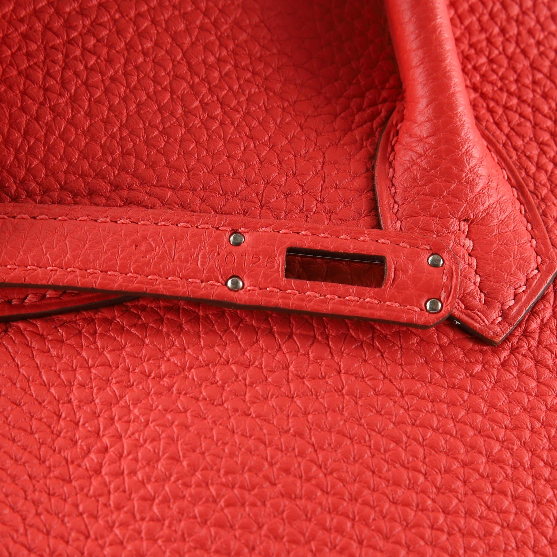 Hermes Birkin Handbag Rouge Pivoine Togo with Palladium Hardware 25 7