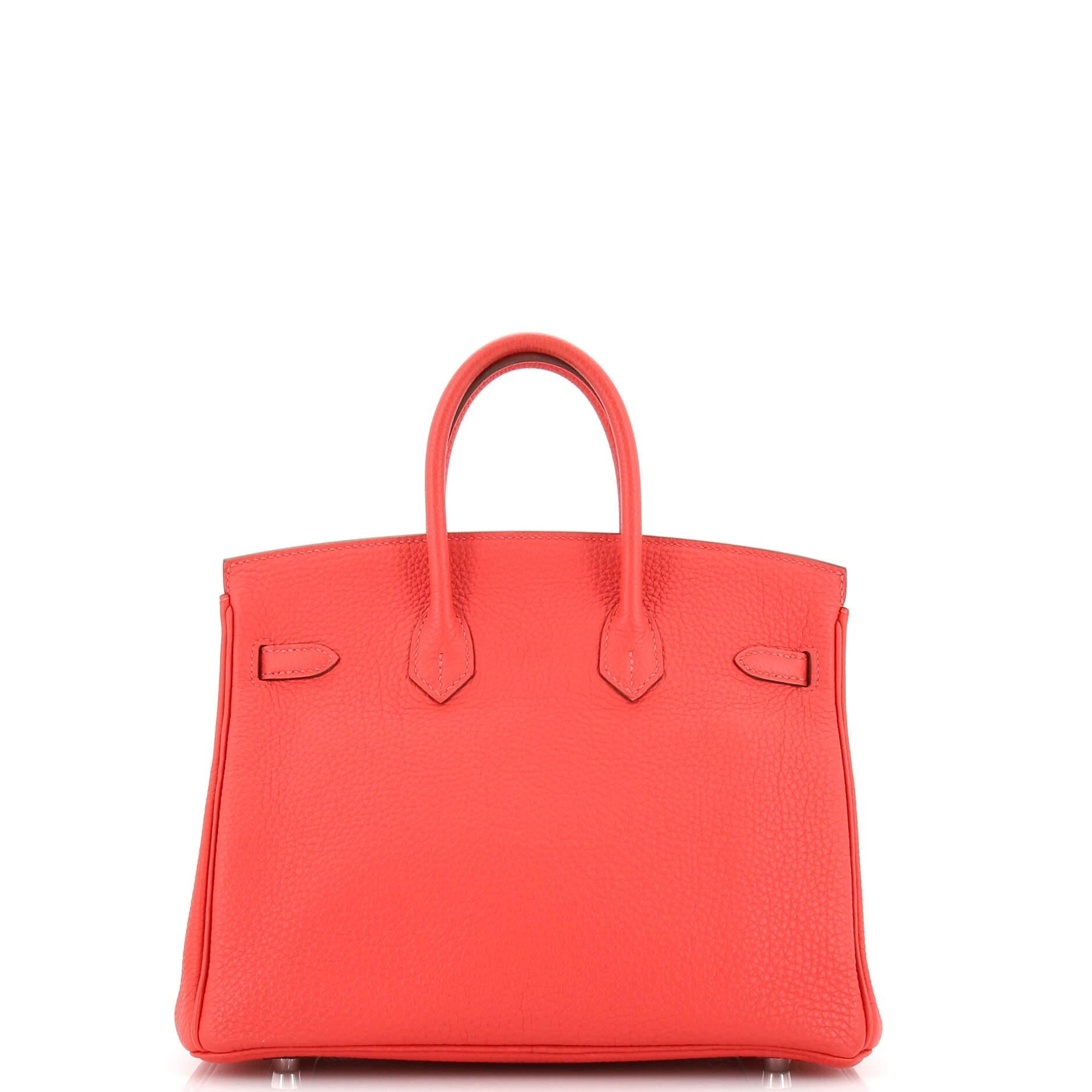 Women's or Men's Hermes Birkin Handbag Rouge Pivoine Togo with Palladium Hardware 25