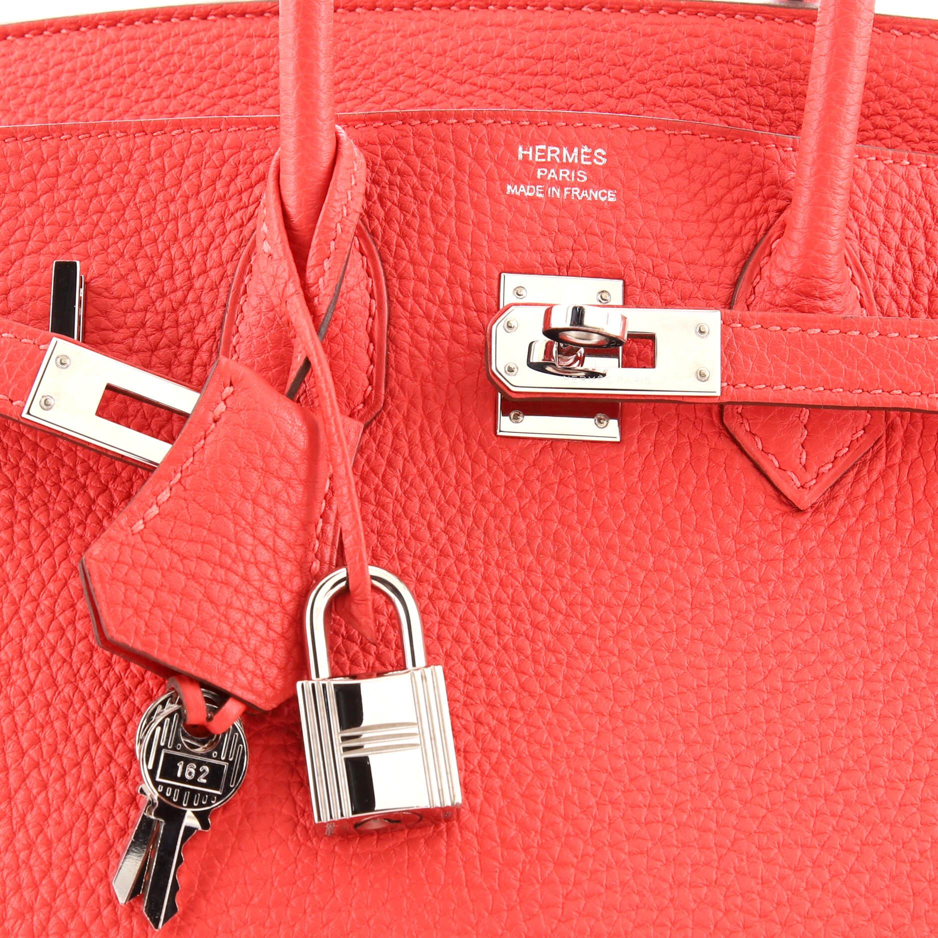 Hermes Birkin Handbag Rouge Pivoine Togo with Palladium Hardware 25 3