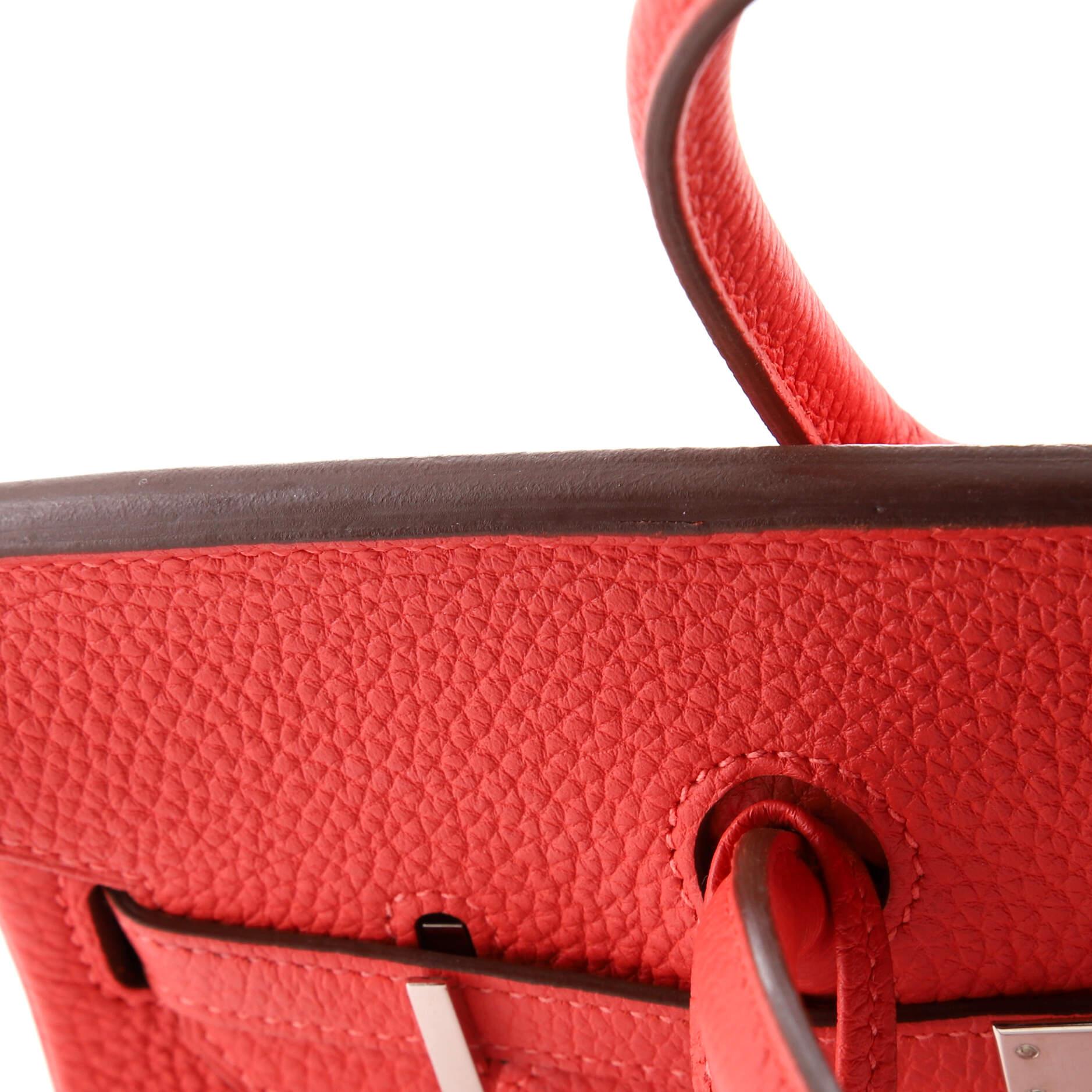 Hermes Birkin Handbag Rouge Pivoine Togo with Palladium Hardware 25 5