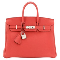 Hermes Birkin Handbag Rouge Pivoine Togo with Palladium Hardware 25