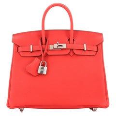 Hermes Birkin Handbag Rouge Pivoine Togo with Palladium Hardware 25