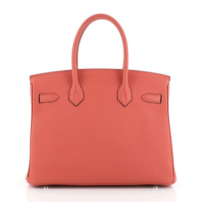 Hermes Birkin Handbag Rouge Pivoine Togo with Palladium Hardware 30 In Good Condition In NY, NY