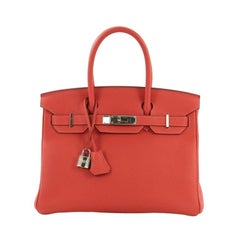Hermes Birkin Handbag Rouge Pivoine Togo with Palladium Hardware 30