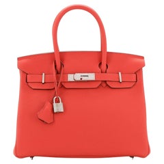 Hermes Birkin Handbag Rouge Pivoine Togo with Palladium Hardware 30