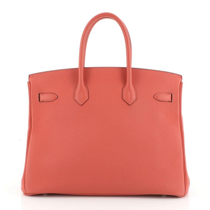 Hermes Birkin Handbag Rouge Pivoine Togo with Palladium Hardware 35 In Good Condition In NY, NY