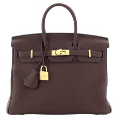 Hermes Birkin Handtasche Rouge Sellier Togo mit Gold Hardware 25