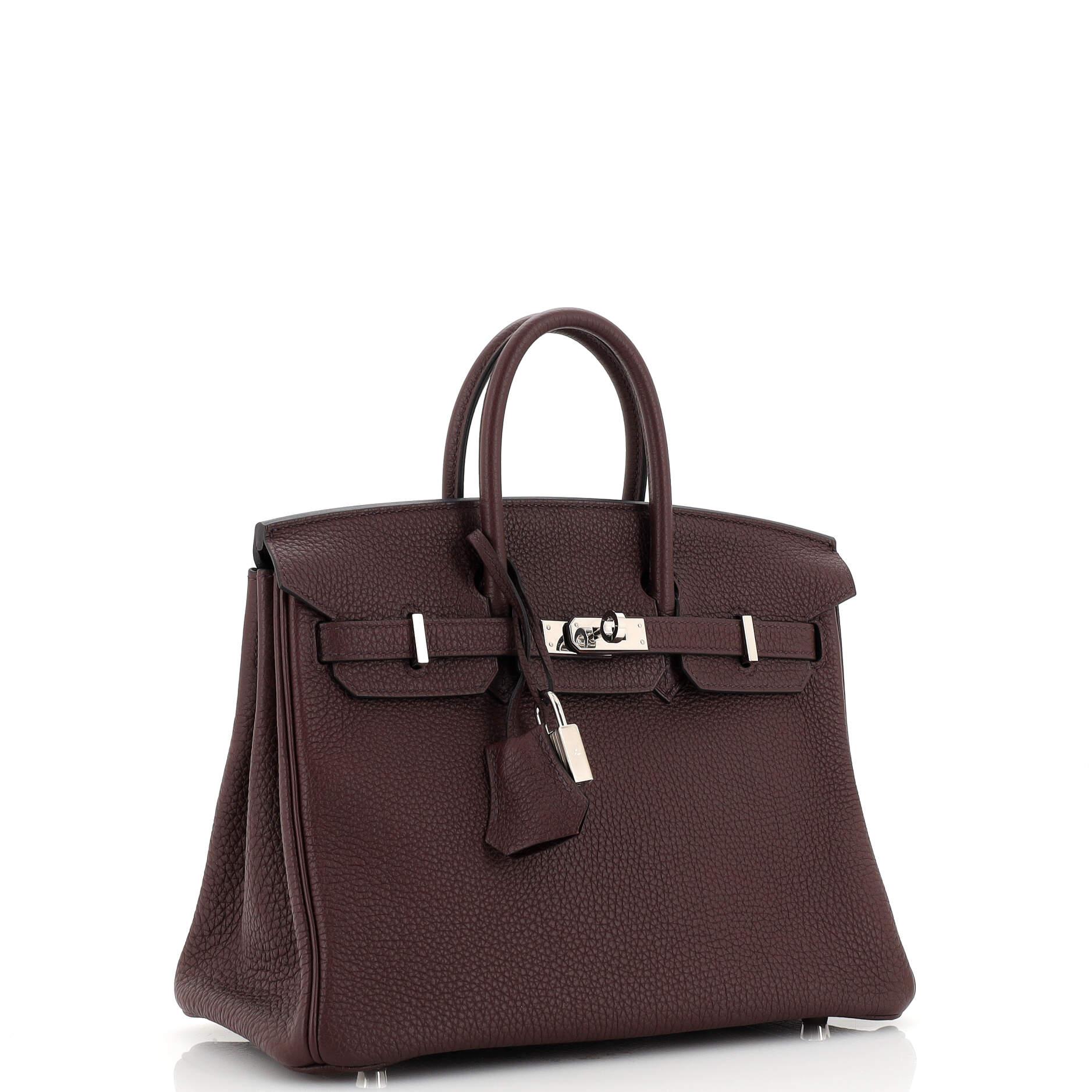 Hermes Birkin Handbag Rouge Sellier Togo with Palladium Hardware 25 In Good Condition In NY, NY