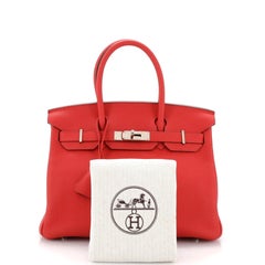 Hermes Birkin Handbag Rouge Tomate Clemence with Palladium Hardware 30
