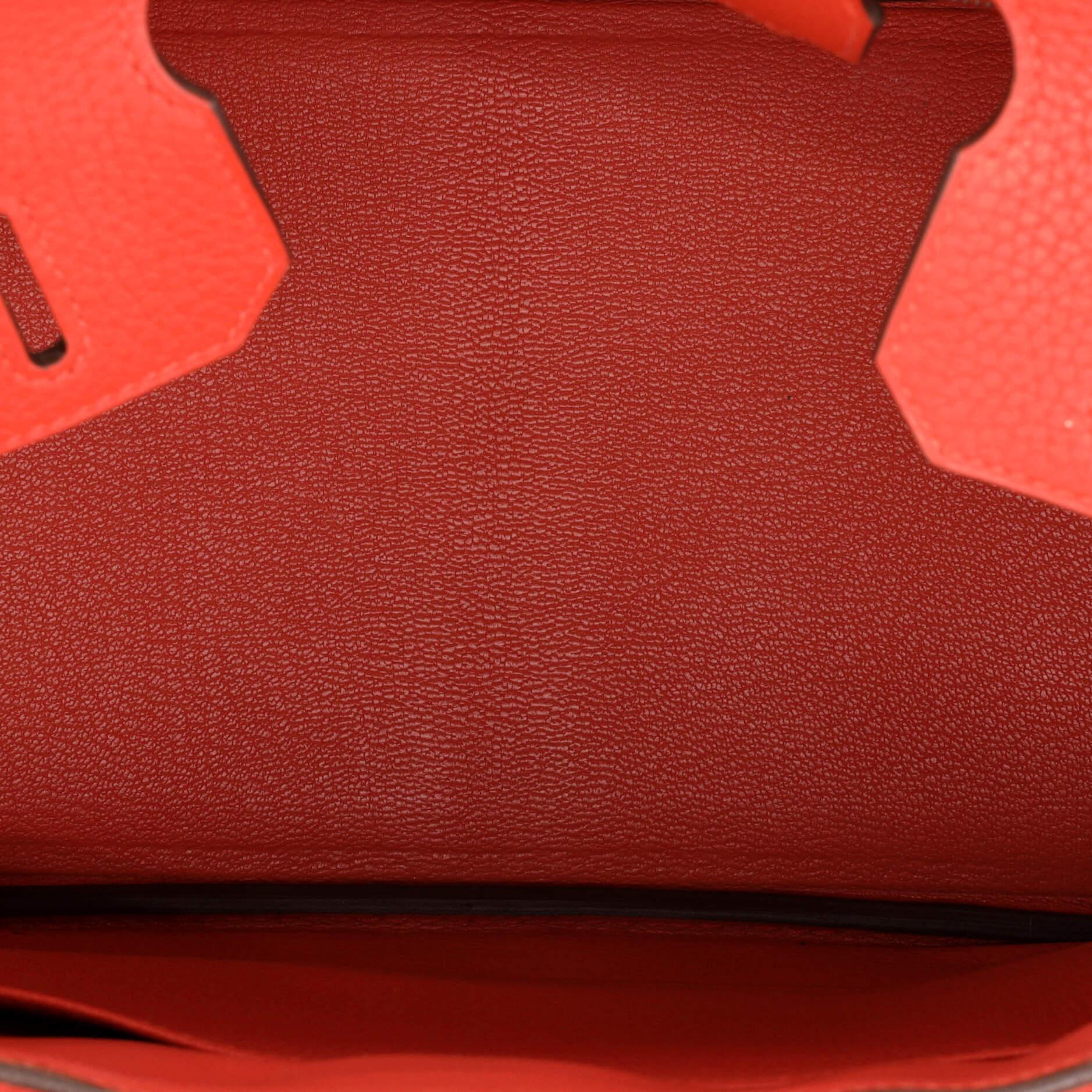 Hermes Birkin Handbag Rouge Tomate Clemence with Palladium Hardware 30 1