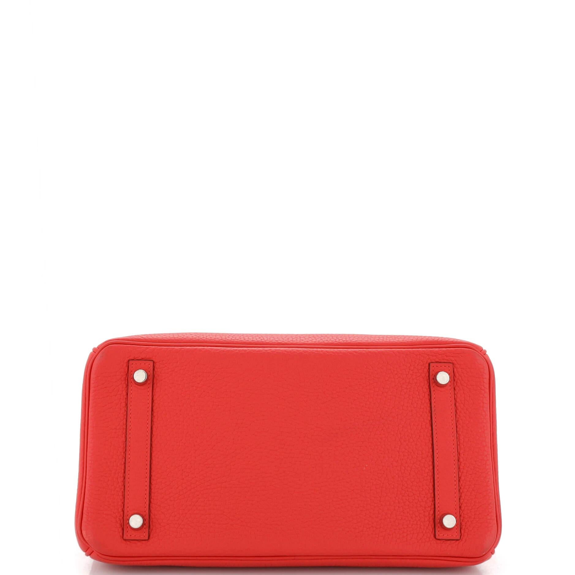 Hermes Birkin Handbag Rouge Tomate Clemence with Palladium Hardware 30 For Sale 1