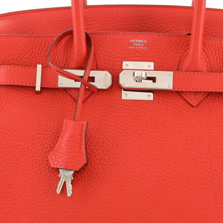 Hermes Birkin Handbag Rouge Tomate Clemence With Palladium Hardware 30  Auction