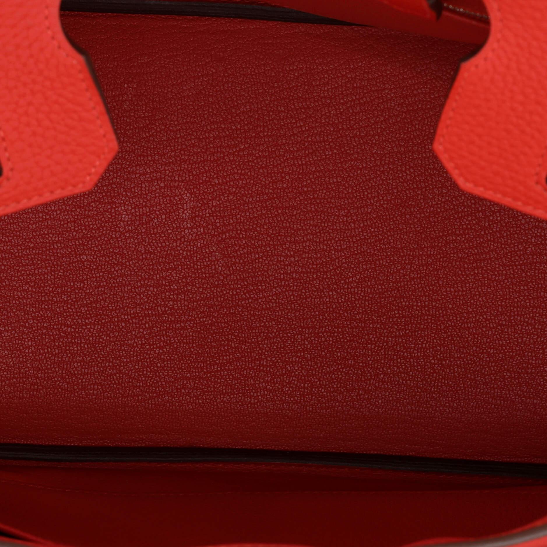 Hermes Birkin Handbag Rouge Tomate Clemence with Palladium Hardware 30 For Sale 2