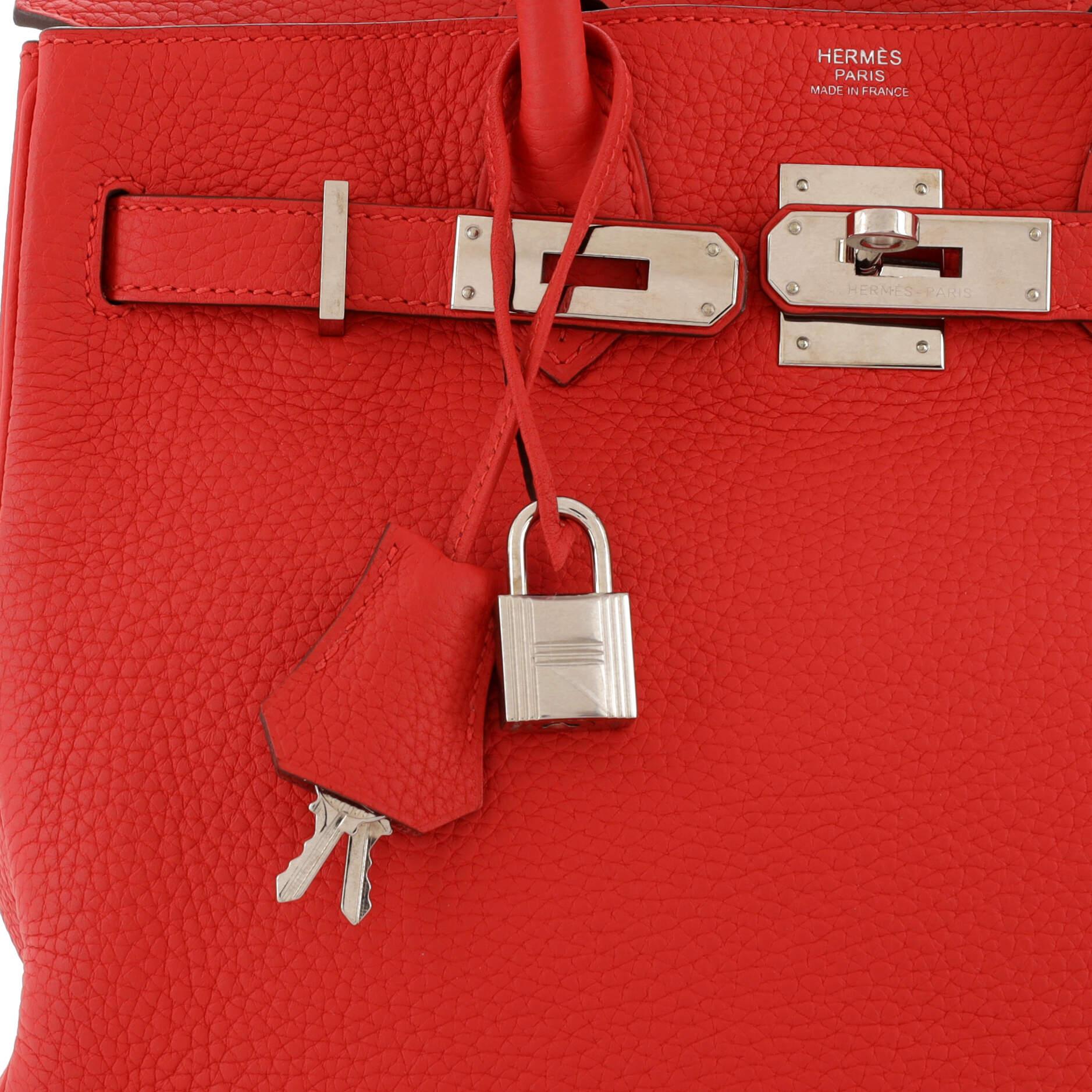 Hermes Birkin Handbag Rouge Tomate Clemence with Palladium Hardware 30 For Sale 3