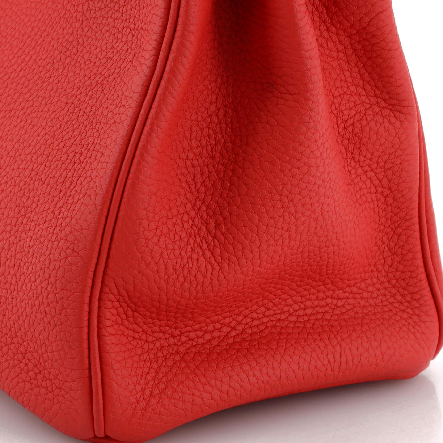 Hermes Birkin Handbag Rouge Tomate Clemence with Palladium Hardware 30 For Sale 4