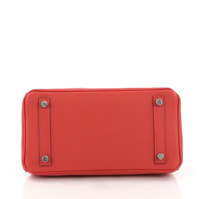 Women's or Men's Hermes Birkin Handbag Rouge Tomate Swift with Palladium Hardware 25