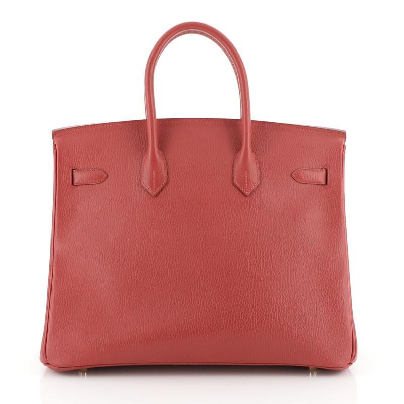 Hermes Birkin Handbag Rouge Vif Ardennes with Gold Hardware 35 In Good Condition In NY, NY