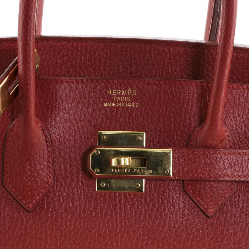 Hermes Birkin Handbag Rouge Vif Ardennes with Gold Hardware 35 2